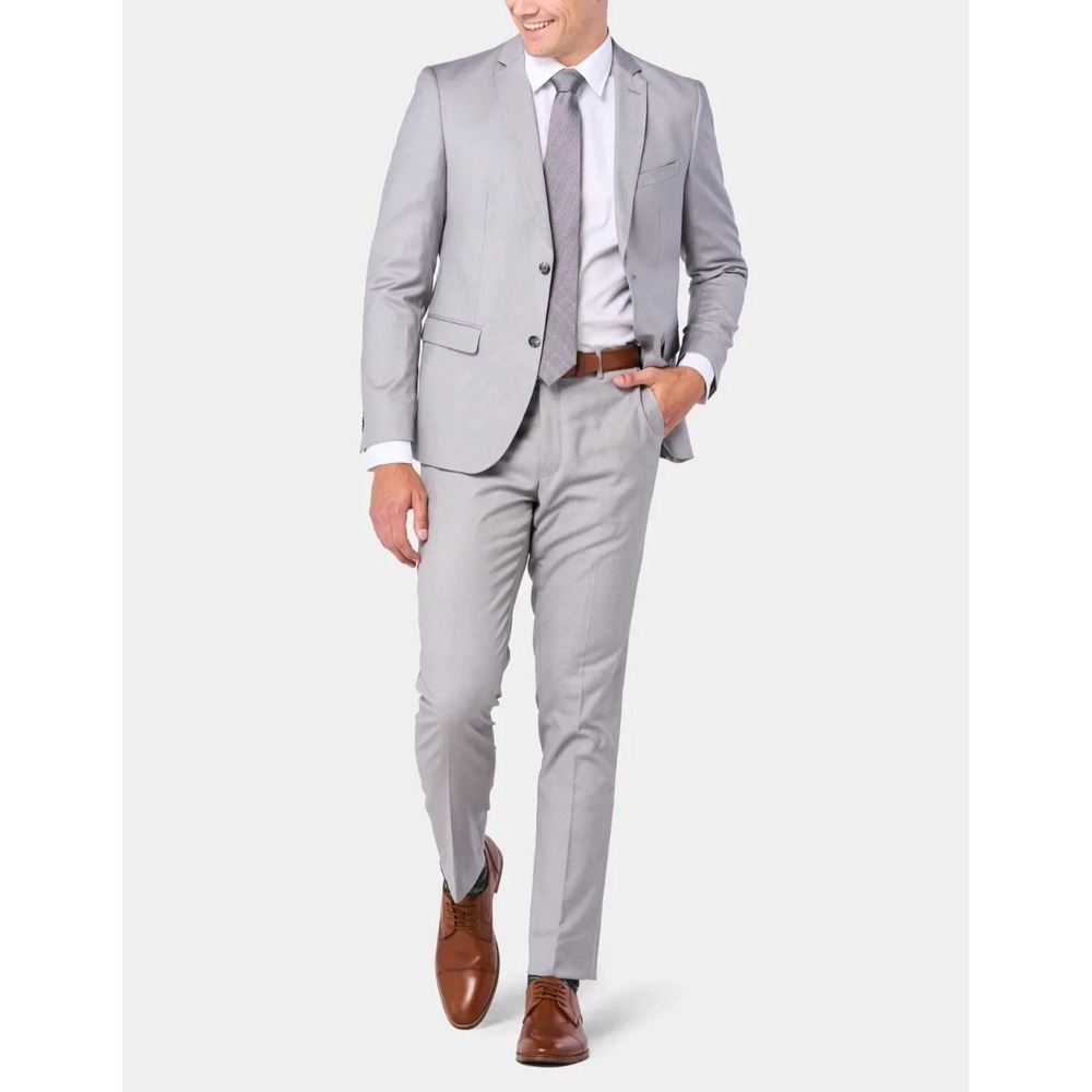 Perry‎ Ellis Modern Fit Solid Nested 2-pc Suit Jacket 37R Pants 30W 32L Grey